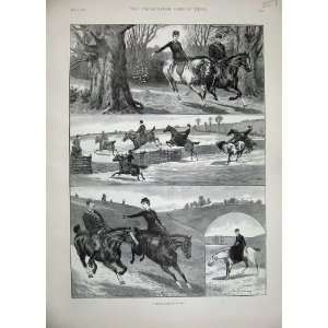  1889 Horses Country Paper Chase Surrey Sport Trees