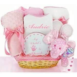  Minky Dots Pink Personalized Gift Basket Toys & Games
