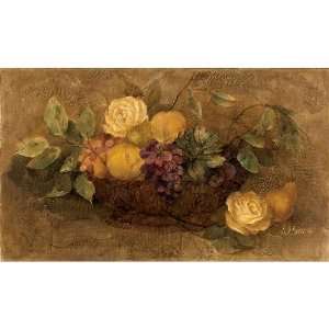 Bountiful Fruit and Roses Art on Canvas 