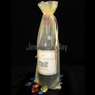 50 Gold Organza Party Gift Wine Bottle Bags 15X36cm  