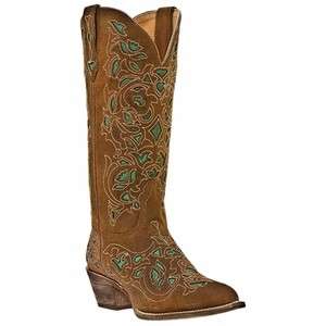   COWGIRL TURQUOISE BROWN GOAT LEATHER BOOTS 13 CUT OUT SHAFT NIB 52102