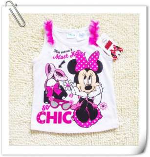 Girls CHIC Minnie Mouse Costume Top T Shirt Dress Tutu Skirt Outfit 
