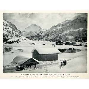   Resort San Moritz Mountains   Original Halftone Print