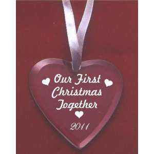  Our First Christmas Together 2011 Glass Heart Ornament 