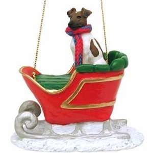  Brown Fox Terrier in a Sleigh Christmas Ornament