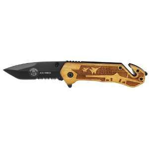  3.25 Rex Air Force Spring Assisted Rescue Knife   Wood 