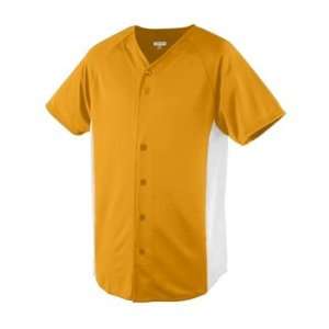  Wicking Color Block Button Front Jersey Gold/White   3XL 