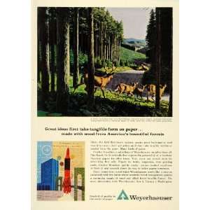  1963 Ad Weyerhaeuser Paper Blacktail Deer Crocker 