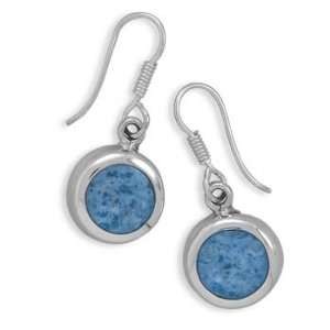  Round Blue Denim Lapis Earrings on French Wire Jewelry