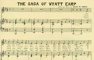 Galesburg IL  Wyatt Earp Sheet Music  Monmouth IL TV Show Related 