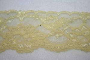 yards baby yellow stretch trim lace 2.25 wide  