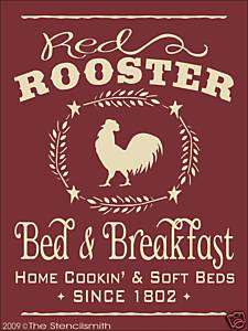 682 STENCIL for sign RED ROOSTER Bed & Breakfast and  