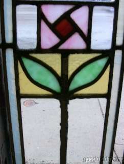 Pair of Antique 1920s Stained Leaded Glass Windows Sidelight  