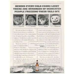  1997 Coors Light Beer Frost Brewed People Freezing Print 