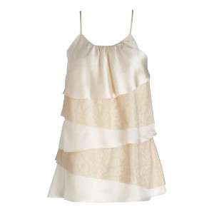 For All Mankind Tiered Pale Lace Ruffle Cami Top M  