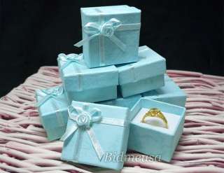 24 Wholesale Lot Aqua Paper Ring Earring Gift Box Case  