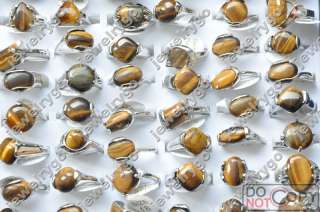 Wholesale lots mixed tiger eye stones silver p Rings 50  