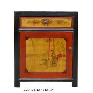  Chinese Black Red Yellow Scenery Side Table Ass808