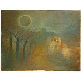 Elliott Shelley Moonlit Winters Night Oil Painting  