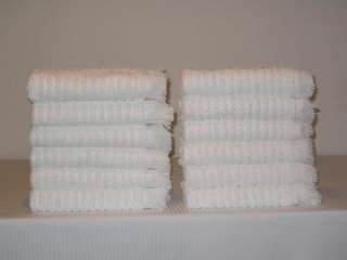   12 Ribbed Fingertip White Towels, Made in the USA by 1888 Mills  
