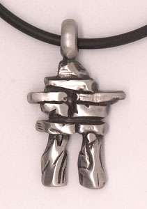 Pewter pendant of Inukshuk. Come as Choices of Key chain or with 