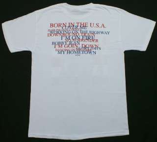   Born in the USA Crewneck T Shirt White Rock & Roll Music NWOT  