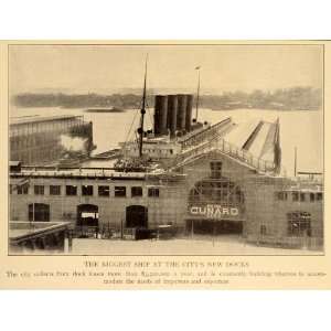  1909 Cunard Pier 56 Mauretania Ship New York City Print 