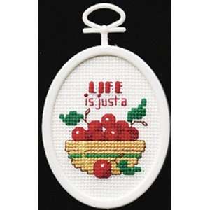  Bowl Of Cherries Counted Cross Stitch Kit 2 1/4x2 3/4 18 