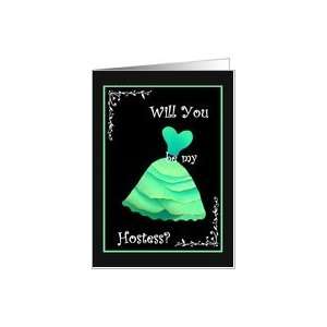  Be My Wedding Hostess   Green Mint Dress Card Health 