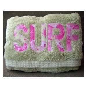Beach Towel, SURF Green w/Pink Aloha 