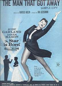   Sample Copy Sheet Music THE MAN THAT GOT AWAY A Star Is Born  