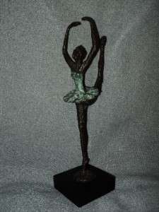   Metal Ballerina sculpture Figure 11 Tall including wood base  