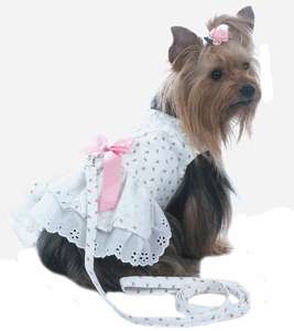 Dog Clothes Harness Dress w/lead CHA CHA COUTURE Small  