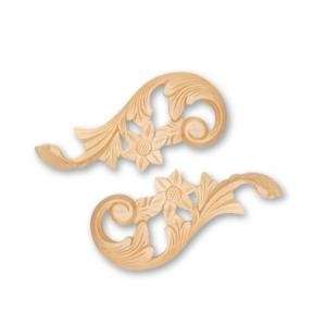 8W X 3 1/2H X 1/2TH , Hand Carved Wood Acanthus Scroll 