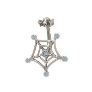  Spider Web Belly Button Ring with Light Blue Jewels 
