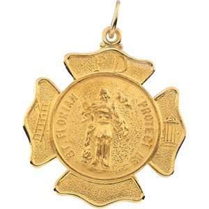   14K Yellow Gold 25.25 mm St.Florian Medal CleverEve Jewelry