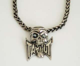 TAPOUT Silver Skull Wheat Chain Necklace UFC MMA NEW  