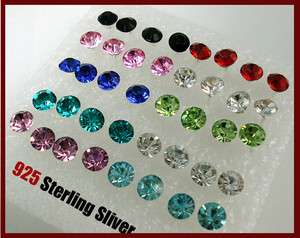   Earring Stud Wholesale Mixed Color 925 Sterling Silver  9 Colors