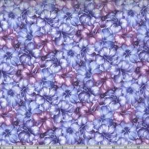  45 Wide Moonlight Dancing Flower Blue Fabric By The Yard 