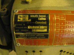 South Bend Model CL 370 RD 9 Precision Metal Lathe 12 Speed Flat Belt 