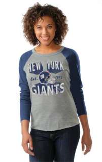 New York Giants Womens Grey/Royal Tri Blend Long Sleeve Raglan T 
