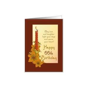  Happy 66th Birthday Tiger Lily and Red Candle Card Toys 
