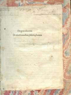 Incunable Diogenes Laertius DE VITA PHILOSOPHORUM 1490  