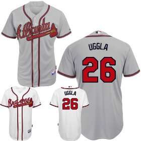 Braves Authentic MLB Jerseys #26 Uggla GRAY Cool Base BASEBALL Jersey 