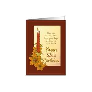  Happy 53rd Birthday Tiger Lily Candle Card Toys & Games