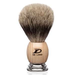  Delong Pure Badger Shaving Brush with Wood/Chrome Handle 