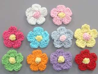 50 Crochet Flower Appliques 10 Color Trim Craft A83  