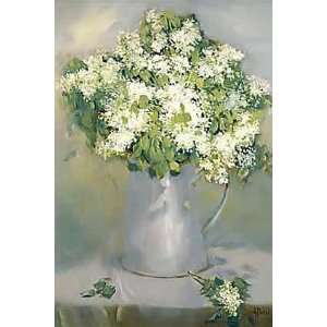 Andre Dern 24W by 36H  White Lilacs CANVAS Edge #1 3/4 black 