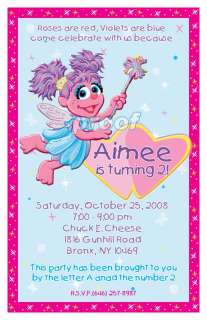 Set of 10 Abby Cadabby Elmo Personalized Invitations  
