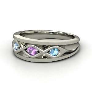  Triple Twist Ring, Sterling Silver Ring with Amethyst 
